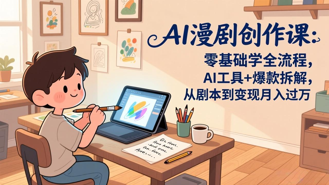 AI漫剧创作课：零基础学全流程，AI工具+爆款拆解，从剧本到变现月入过万-蚂蚁汇资源分享项目网