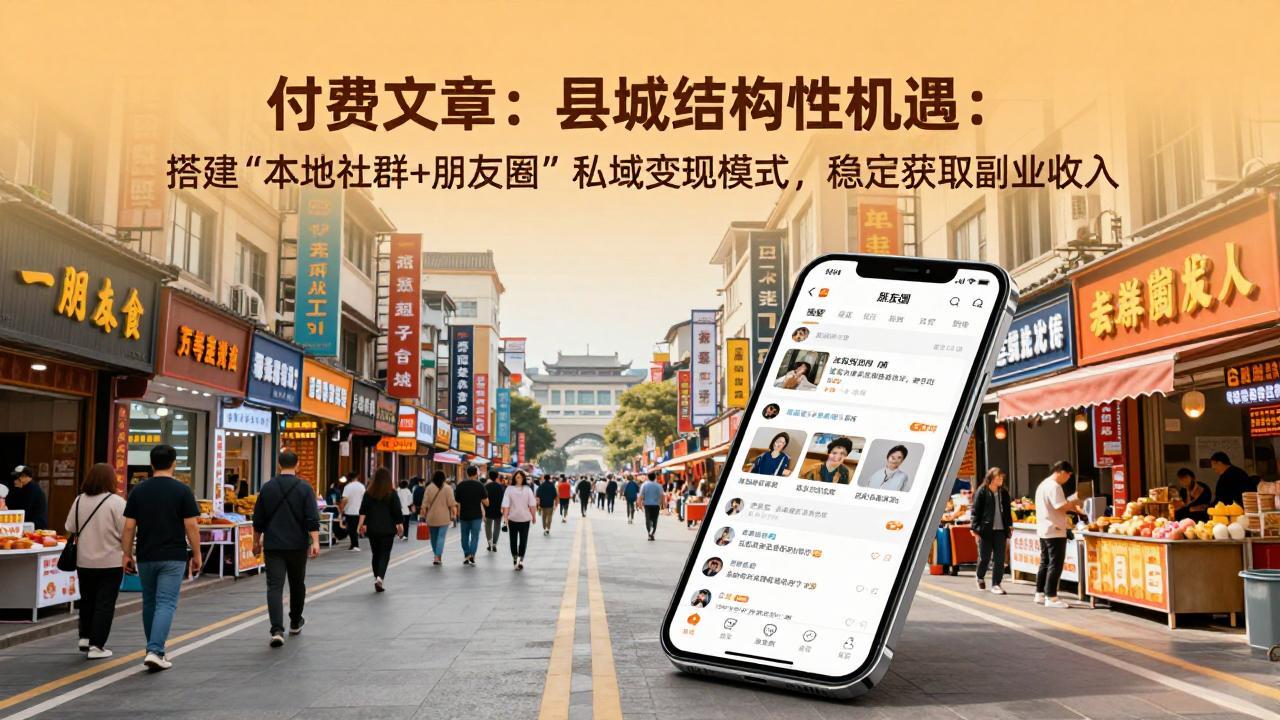 付费文章：县城结构性机遇：搭建“本地社群+朋友圈”私域变现模式，稳定获取副业收入-蚂蚁汇资源分享项目网