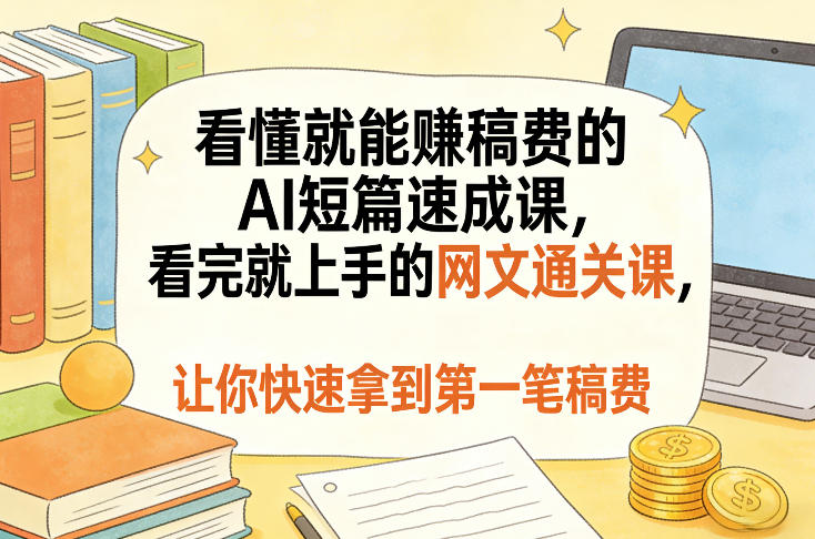 看懂就能賺稿费的AI短篇速成课，看完就上手的网文通关课，让你快速拿到第一笔稿费-蚂蚁汇资源分享项目网