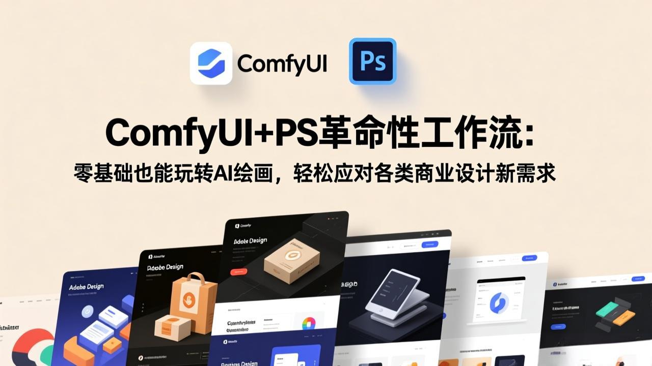 ComfyUI+PS革命性工作流：零基础也能玩转AI绘画，轻松应对各类商业设计新需求-蚂蚁汇资源分享项目网