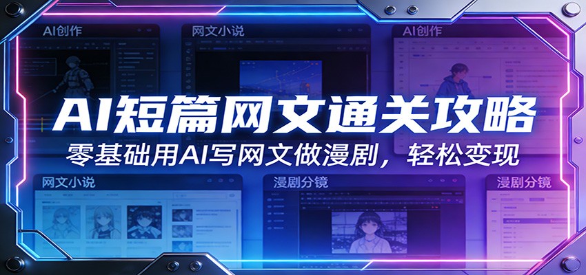 AI短篇网文通关攻略：零基础用AI写网文做漫剧，轻松变现-蚂蚁汇资源分享项目网