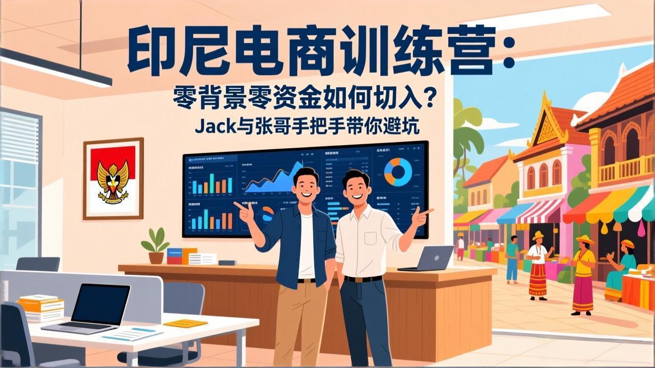 印尼电商训练营：零背景零资金如何切入？Jack与张哥手把手带你避坑-蚂蚁汇资源分享项目网