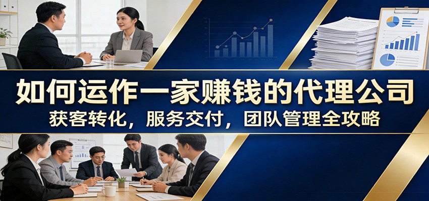 如何运作一家赚钱的代理公司：获客转化，服务交付，团队管理全攻略-蚂蚁汇资源分享项目网