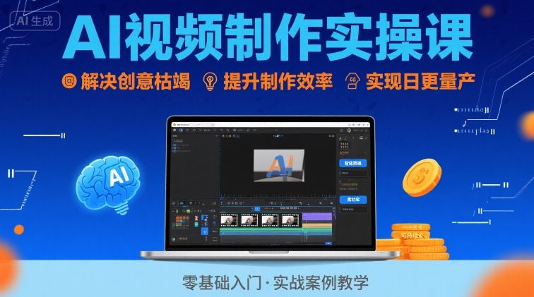 Ai视频制作实操课，解决创意枯竭、效率低下痛点，实现日更量产可持续变现(更新26年3月)-蚂蚁汇资源分享项目网