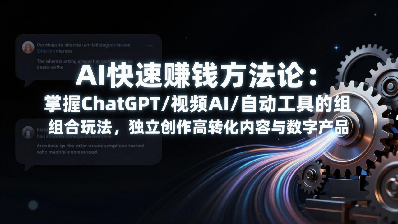 AI快速赚钱方法论：掌握ChatGPT/视频AI/自动化工具的组合玩法，独立创作高转化内容与数字产品-蚂蚁汇资源分享项目网
