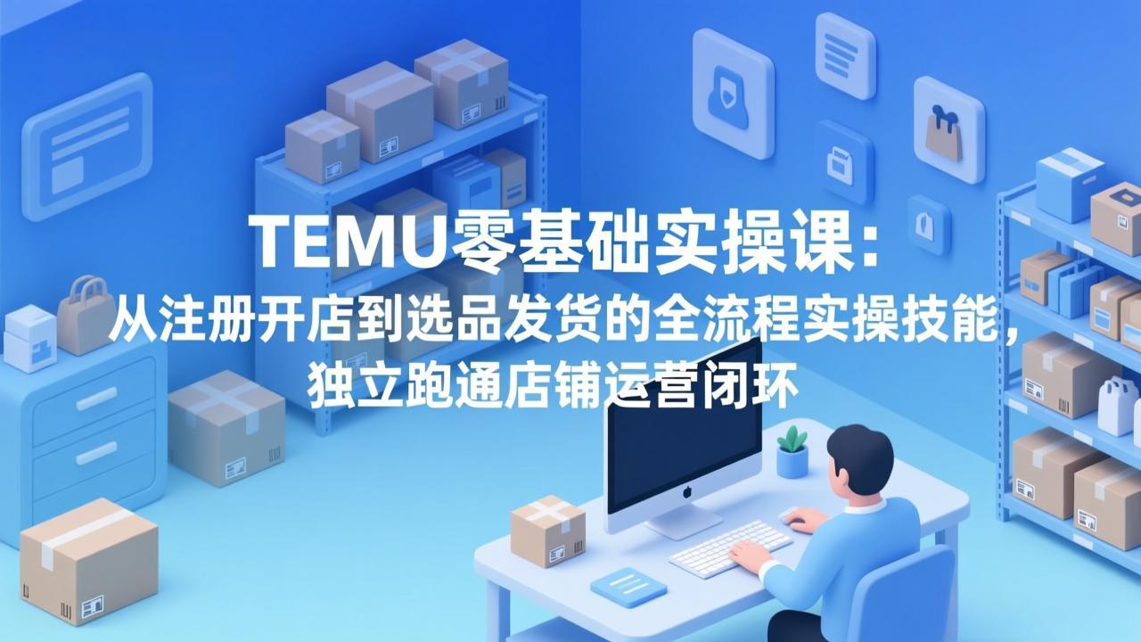 TEMU零基础实操课：从注册开店到选品发货的全流程实操技能，独立跑通店铺运营闭环-蚂蚁汇资源分享项目网