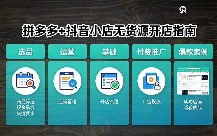 拼多多+抖音小店无货源开店，包括：选品、运营、基础、付费推广、爆款案例等(更新26年3月)-蚂蚁汇资源分享项目网
