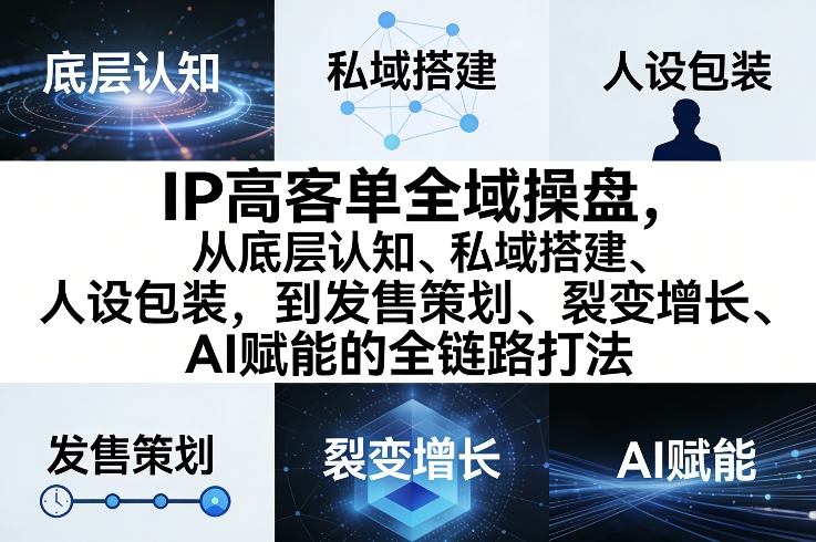 IP高客单全域操盘，从底层认知、私域搭建、人设包装，到发售策划、裂变增长、AI赋能的全链路打法-蚂蚁汇资源分享项目网