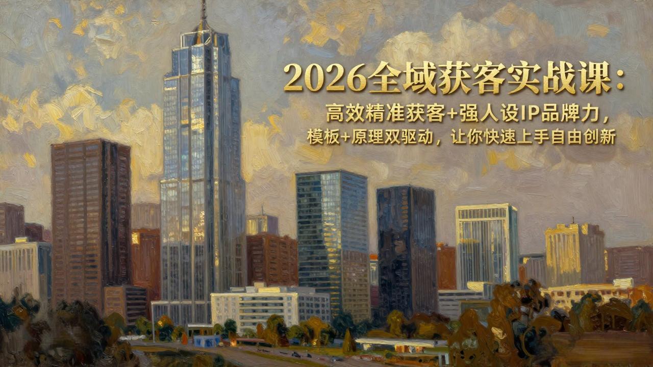 2026全域获客实战课：高效精准获客+强人设IP品牌力，模板+原理双驱动，让你快速上手自由创新-蚂蚁汇资源分享项目网