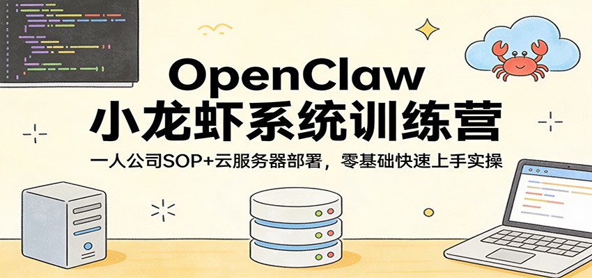 OpenClaw小龙虾系统训练营：一人公司SOP，云服务器部署，零基础快速上手实操-蚂蚁汇资源分享项目网