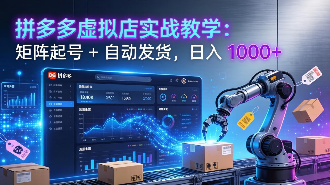拼多多虚拟店实战教学：矩阵起号 + 自动发货，日入 1000+-蚂蚁汇资源分享项目网