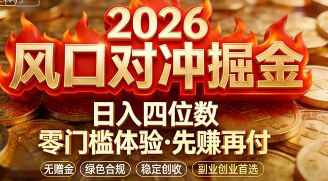 2026美金对冲套利，无赠金对冲策略保驾护航，低门槛易上手实操。单人单日收益2000+-蚂蚁汇资源分享项目网