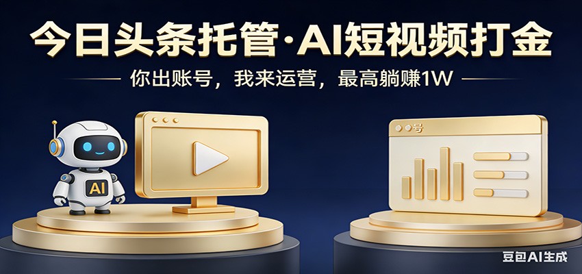 头条号AI托管，我提供作品，你提供账号，每天5分钟发布，小白躺赚3000+-蚂蚁汇资源分享项目网