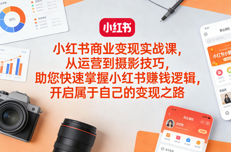 小红书商业变现实战课，从运营到摄影技巧，助您快速掌握小红书賺钱逻辑，开启属于自己的变现之路-蚂蚁汇资源分享项目网