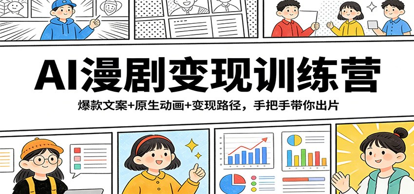 AI漫剧变现训练营：爆款文案+原生动画+变现路径，手把手带你出片-蚂蚁汇资源分享项目网