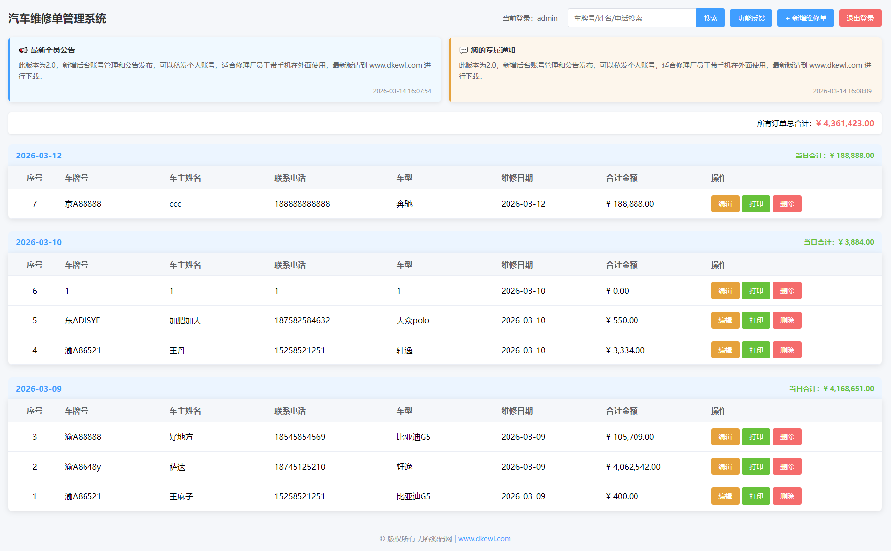 汽修单管理系统源码-蚂蚁汇资源分享项目网