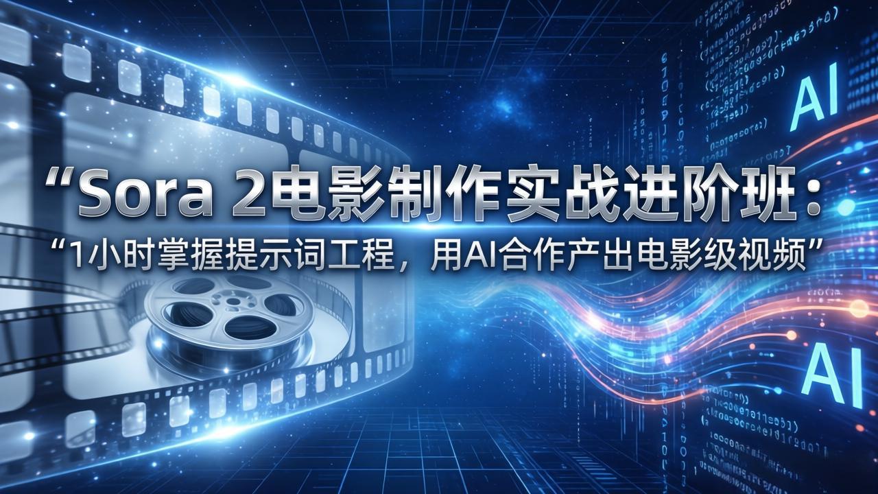 Sora 2电影制作实战进阶班：1小时掌握提示词工程，用AI合作产出电影级视频-蚂蚁汇资源分享项目网