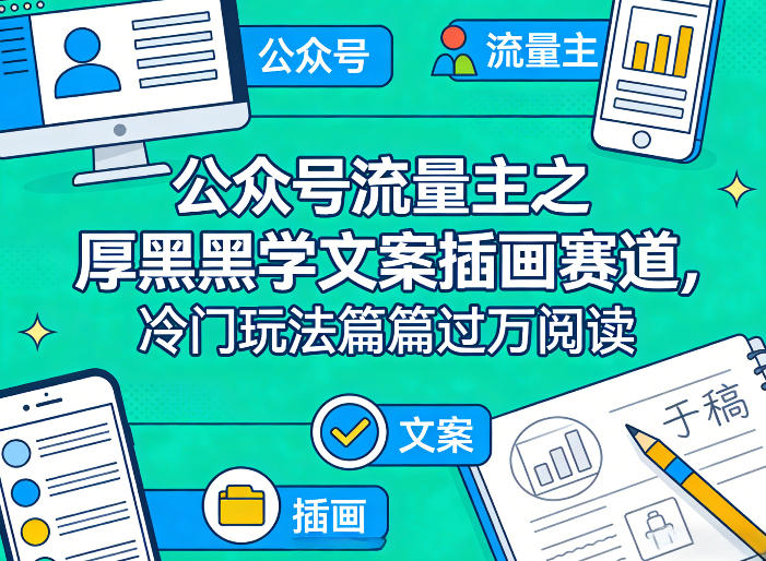 公众号流量主之厚黑学文案插画赛道，冷门玩法篇篇过万阅读-蚂蚁汇资源分享项目网