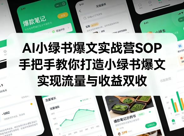 AI小绿书爆文实战营SOP，手把手教你打造小绿书爆文，实现流量与收益双收-蚂蚁汇资源分享项目网