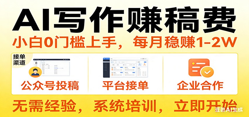 用AI写作赚稿费，提供接单渠道，每月稳赚1-2W，小白0门槛上手！-蚂蚁汇资源分享项目网