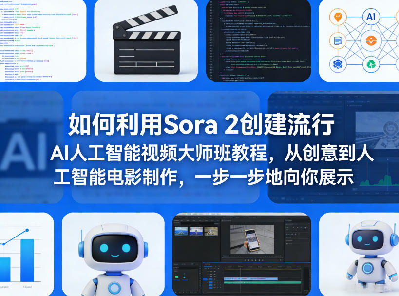 如何利用Sora 2创建流行AI人工智能视频大师班教程，从创意到人工智能电影制作，一步一步地向你展示-蚂蚁汇资源分享项目网