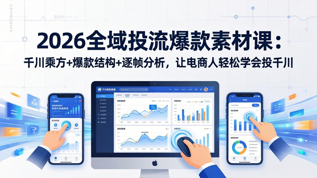 2026全域投流爆款素材课：千川乘方+爆款结构+逐帧分析，让电商人轻松学会投千川-蚂蚁汇资源分享项目网