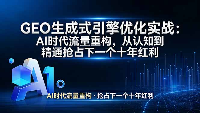 GEO 生成式引擎优化实战：AI时代流量重构，从认知到精通抢占下一个十年红利-蚂蚁汇资源分享项目网