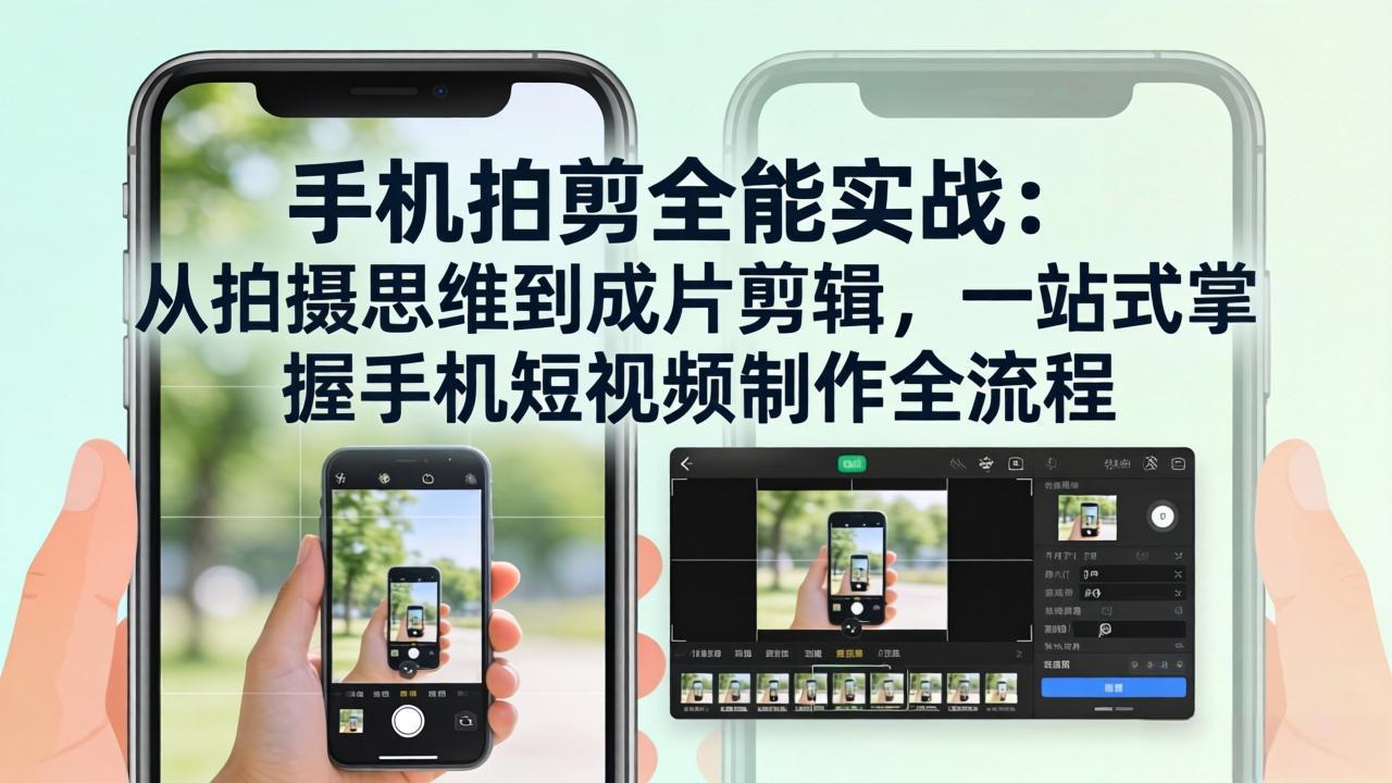 手机拍剪全能实战：从拍摄思维到成片剪辑，一站式掌握手机短视频制作全流程-蚂蚁汇资源分享项目网
