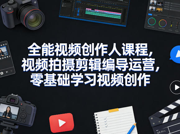 全能视频创作人课程，视频拍摄剪辑编导运营，零基础学习视频创作(更新2026年3月)-蚂蚁汇资源分享项目网