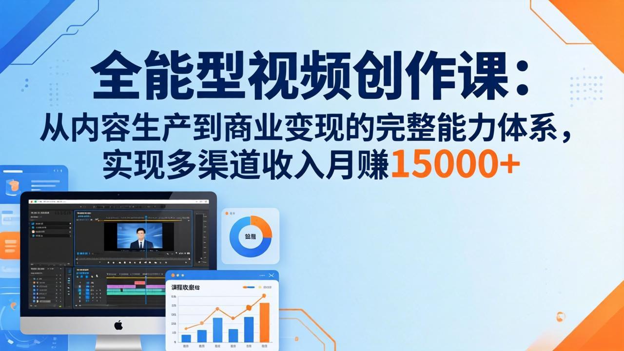 全能型视频创作课-26年3月更新：从内容生产到商业变现的完整能力体系，多渠道收入月赚15000+-蚂蚁汇资源分享项目网