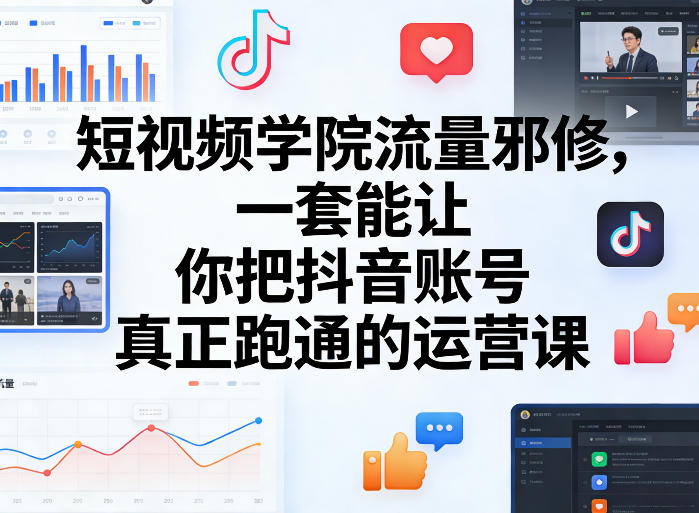 短视频学院流量邪修，一套能让你把抖音账号真正跑通的运营课-蚂蚁汇资源分享项目网
