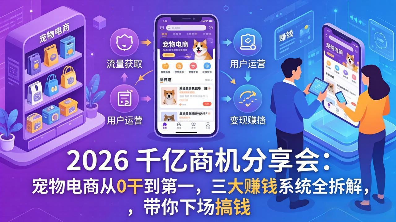 2026 千亿商机分享会：宠物电商从0干到第一，三大赚钱系统全拆解，带你下场搞钱-蚂蚁汇资源分享项目网