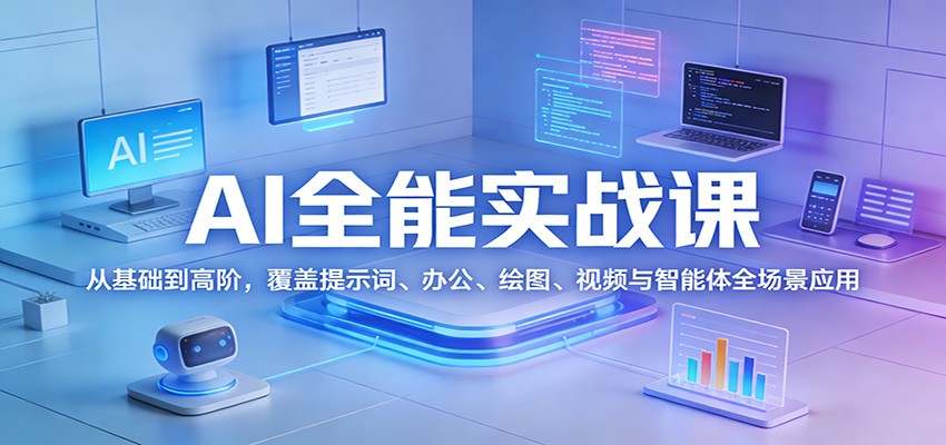 AI全能实战课：从基础到高阶，覆盖提示词、办公、绘图、视频与智能体全场景应用-蚂蚁汇资源分享项目网