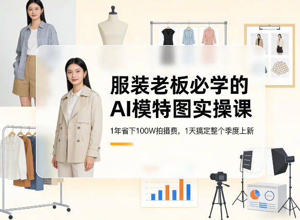 服装老板必学的AI模特图实操课，1年省下100W拍摄费，1天搞定整个季度上新-蚂蚁汇资源分享项目网