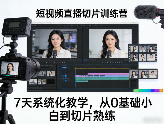 短视频直播切片训练营，7天系统化教学，从0基础小白到切片熟练-蚂蚁汇资源分享项目网