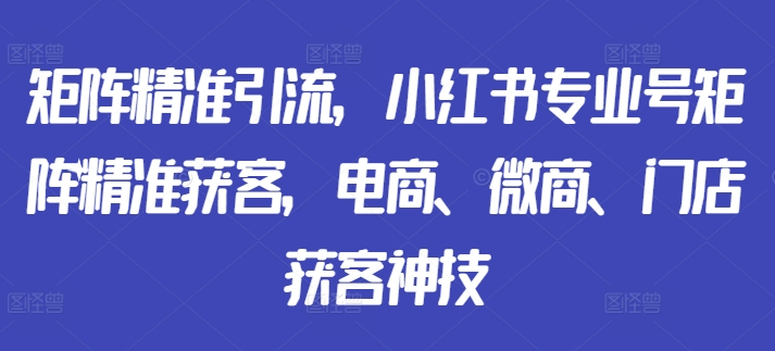 矩阵精准引流，小红书专业号矩阵精准获客，电商、微商、门店获客神技-蚂蚁汇资源分享项目网