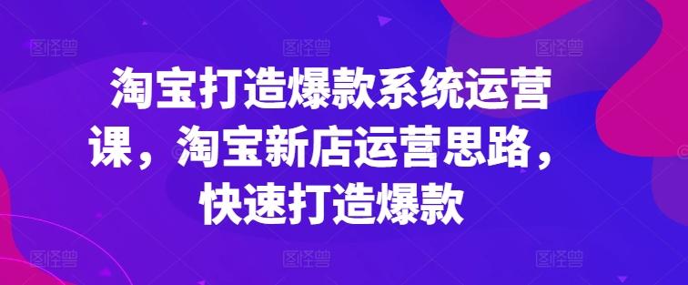 淘宝打造爆款系统运营课，淘宝新店运营思路，快速打造爆款-蚂蚁汇资源分享项目网