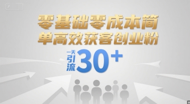 零基础零成本简单高效获客创业粉，一天引流30+-蚂蚁汇资源分享项目网