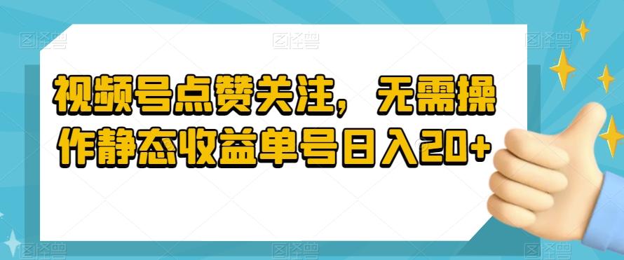视频号点赞关注，无需操作静态收益单号日入20+-蚂蚁汇资源分享项目网