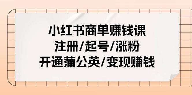 小红书商单赚钱课：注册/起号/涨粉/开通蒲公英/变现赚钱(25节课)-蚂蚁汇资源分享项目网