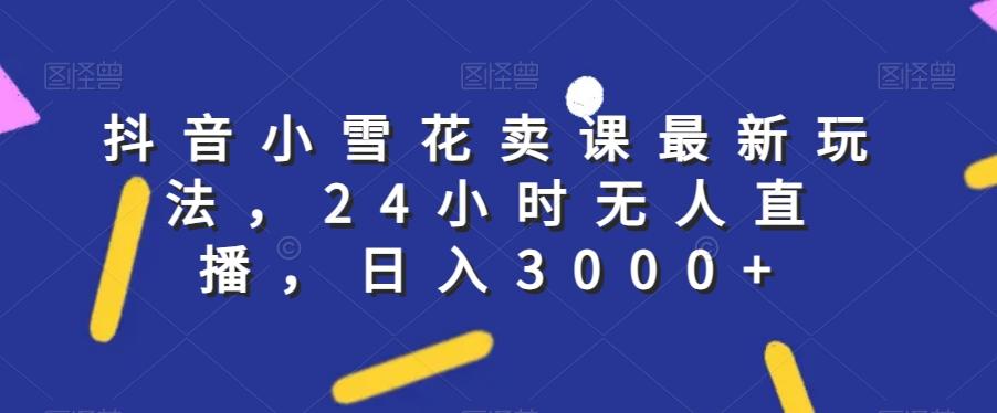 抖音小雪花卖课最新玩法，24小时无人直播，日入3000+【揭秘】-蚂蚁汇资源分享项目网