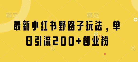 最新小红书野路子玩法，单日引流200+创业粉-蚂蚁汇资源分享项目网