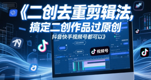 短视频二创去重剪辑法，搞定二创作品过原创，抖音快手视频号都可以-蚂蚁汇资源分享项目网