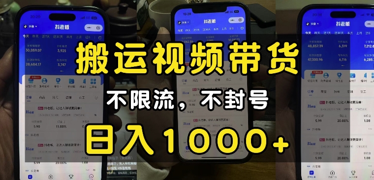 “小白必看”搬运视频带货玩法，不限流，不封号，纯自然流，日入1k-蚂蚁汇资源分享项目网