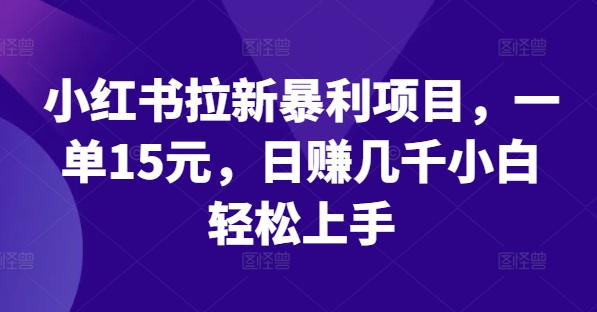 小红书拉新暴利项目，一单15元，日赚几千小白轻松上手【揭秘】-蚂蚁汇资源分享项目网