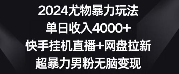 2024尤物暴力玩法，单日收入4000+，快手挂机直播+网盘拉新，超暴力男粉无脑变现【揭秘】-蚂蚁汇资源分享项目网