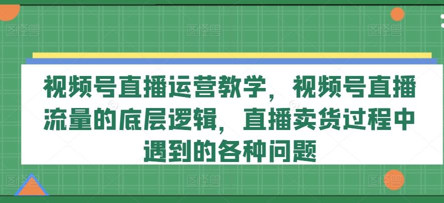 视频号直播运营教学，视频号直播流量的底层逻辑，直播卖货过程中遇到的各种问题-蚂蚁汇资源分享项目网