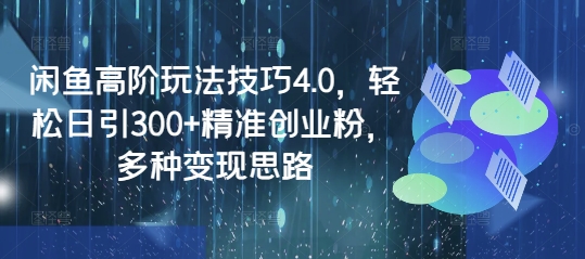 闲鱼高阶玩法技巧4.0，轻松日引300+精准创业粉，多种变现思路-蚂蚁汇资源分享项目网