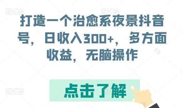 打造一个治愈系夜景抖音号，日收入300+，多方面收益，无脑操作【揭秘】-蚂蚁汇资源分享项目网