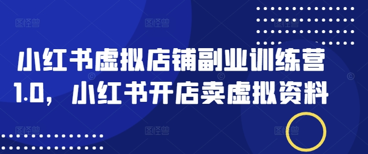 小红书虚拟店铺副业训练营1.0，小红书开店卖虚拟资料-蚂蚁汇资源分享项目网